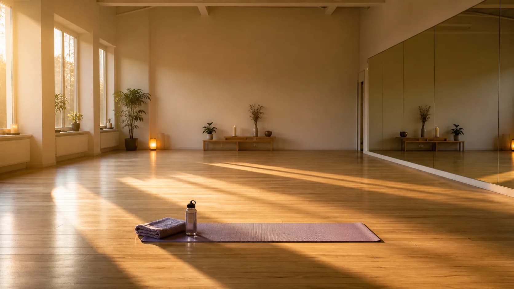 Lege yogaruimte met één enkele mat — zinnebeeld voor afgehaakte leden