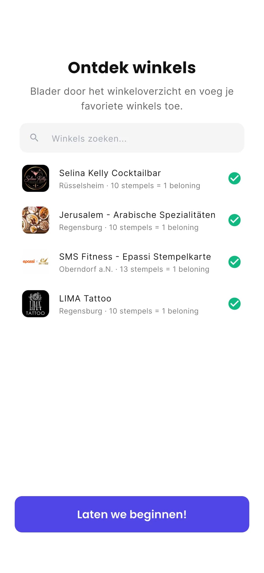 Stempely-app: gids met deelnemende winkels