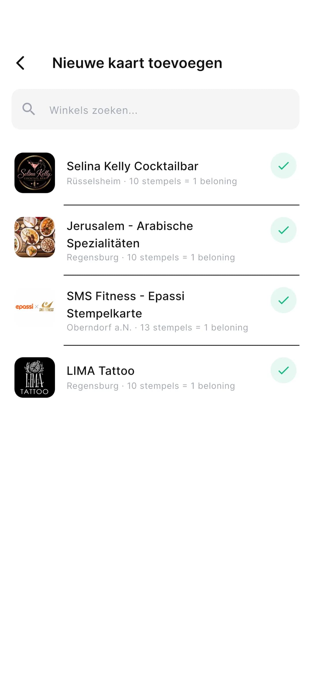 Stempely-app: gids met deelnemende winkels