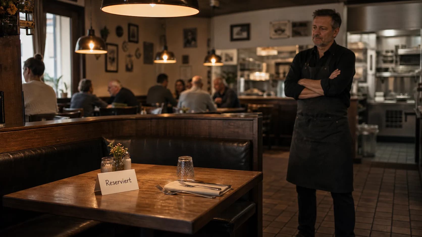 Lege vastegastentafel in het restaurant — symbool voor verloren vaste gasten